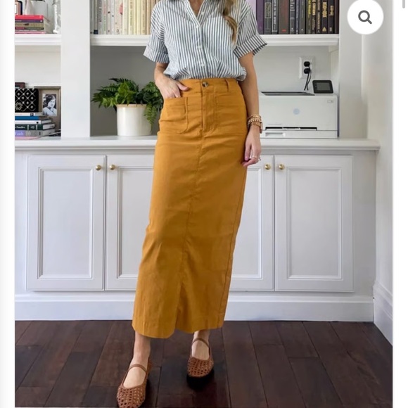 Anthropologie Mustard Maxi Skirt - Picture 1 of 8